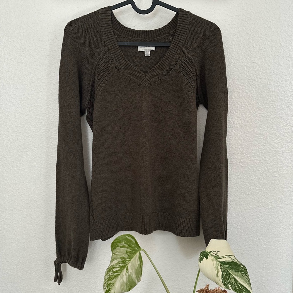 Lucky Brand Olive V-Neck Sweater